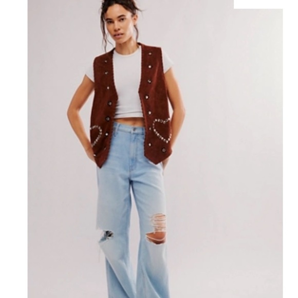 Free People Understated Leather Suede Rachel Vest - Picture 1 of 7